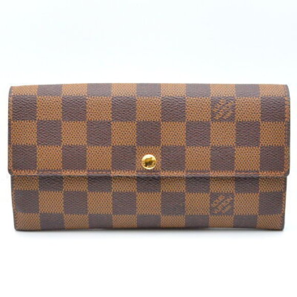 Louis Vuitton Portefeuille Sarah Damier Ebene Brown long Wallet flap - Picture 1 of 8